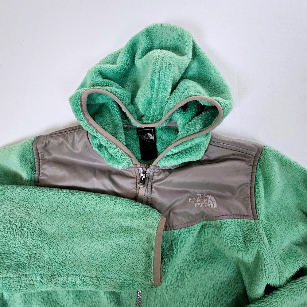 The North Face Girls XL 18 Oso Hooded Fleece Jacket Mint Green Full Zip